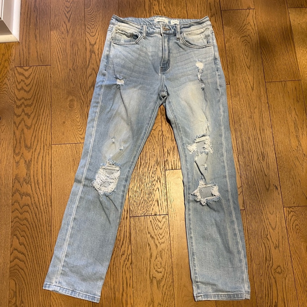 Light wash ripped mom jeans